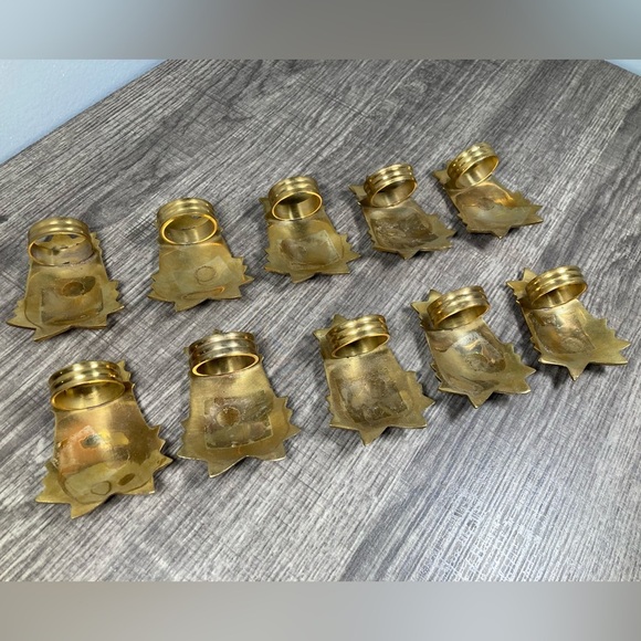 10 - Solid Brass Pineapple Napkin Rings Southern Hospitality - Picture 5 of 10